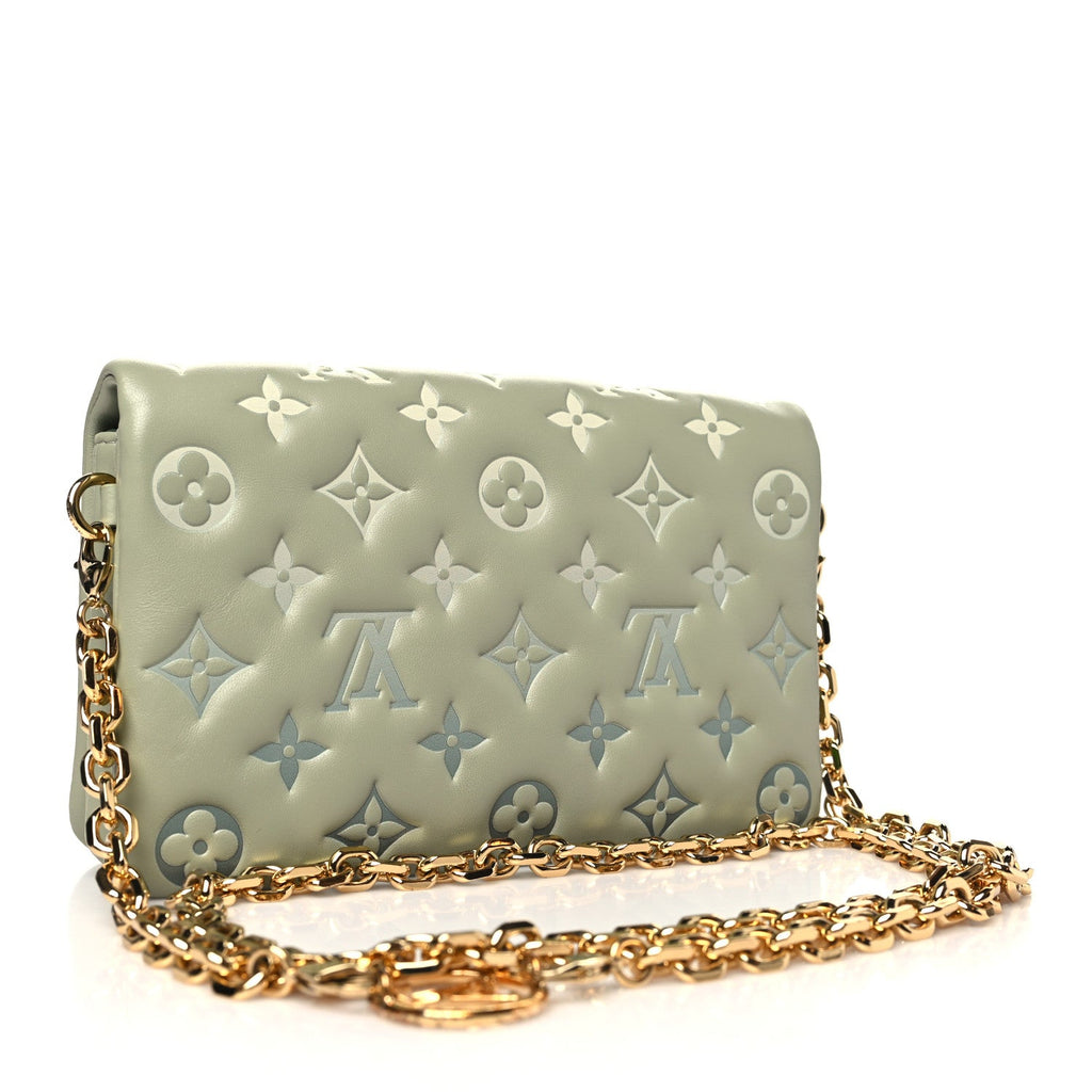 Lambskin Embossed Monogram Pochette Coussin Green