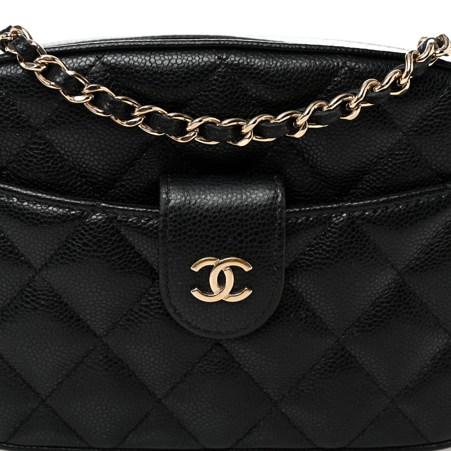 Caviar Quilted Chain Camera Bag Black