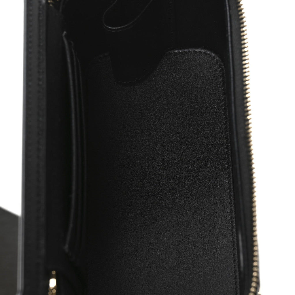 Lambskin Enamel Quilted Roller Skate Small Vanity Case With Chain Black