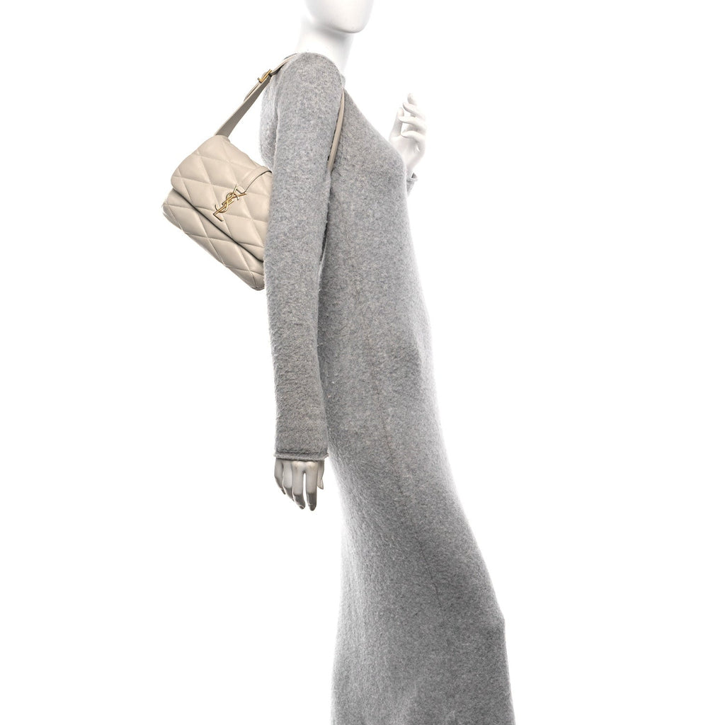 Lambskin Quilted Le 57 Diamond Shoulder Bag Crema Soft