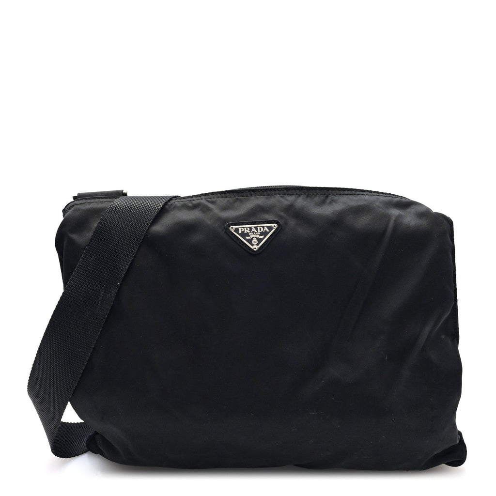 Nylon Vela Flat Messenger Bag Black