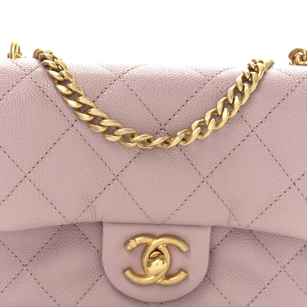 Caviar Quilted Mini Rectangular Sweetheart Flap Lilac