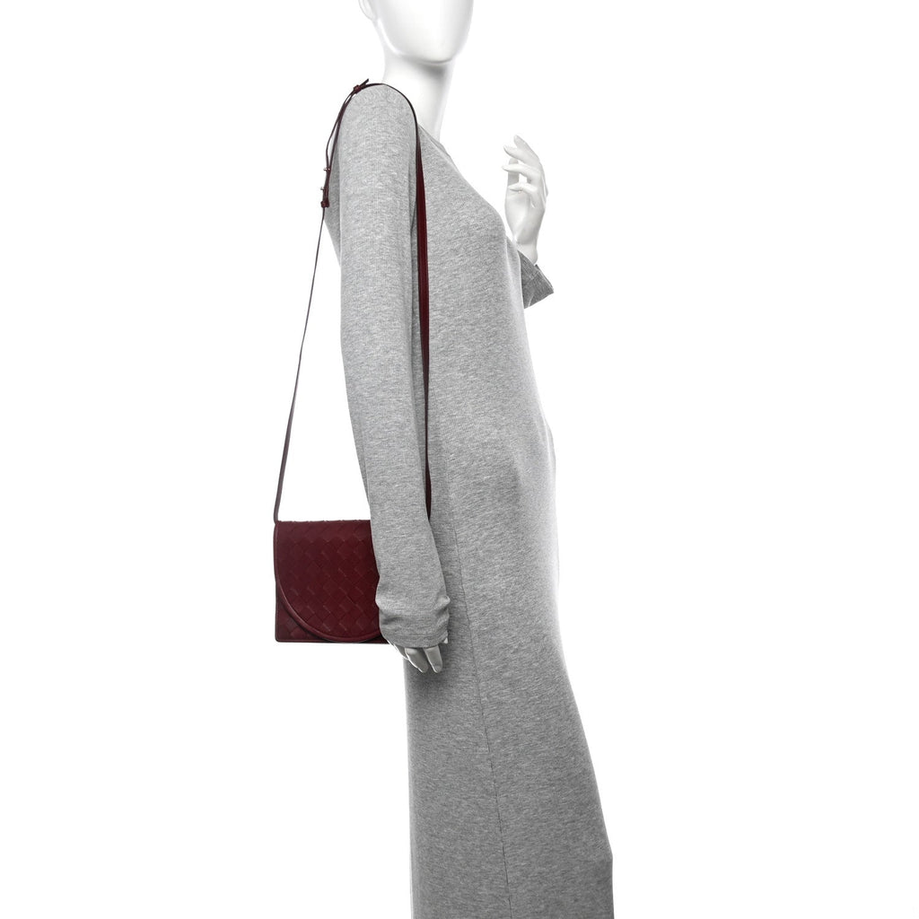 Nappa Intrecciato Flap Bag Burgundy