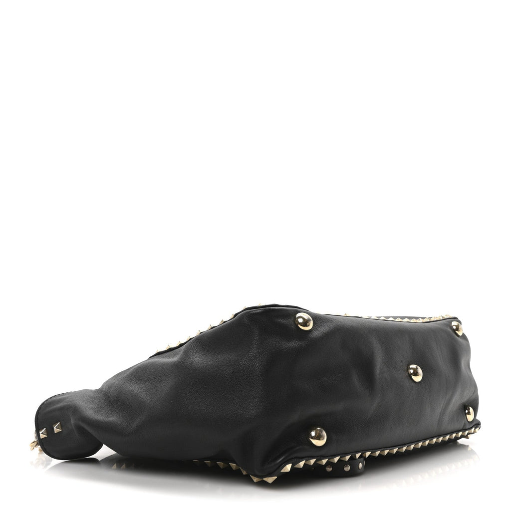 Vitello Medium Rockstud Tote Black
