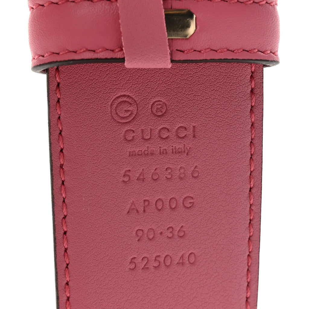 Moon Calfskin Interlocking G 37mm Belt 90 36 Glossy Pink