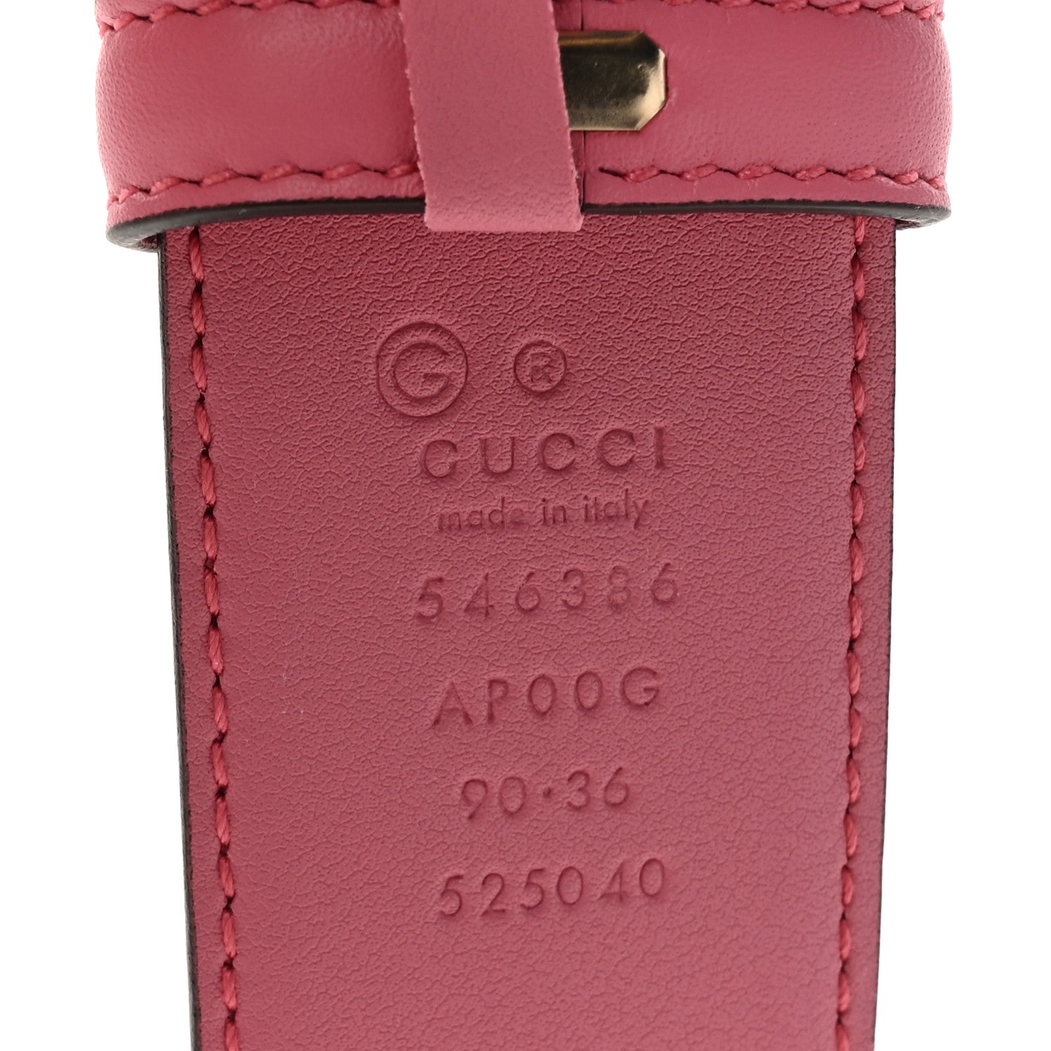 Moon Calfskin Interlocking G 37mm Belt 90 36 Glossy Pink