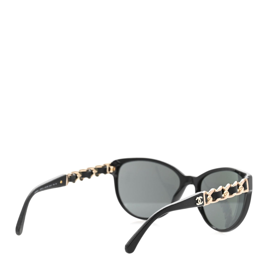 Cat Eye Chain Sunglasses 5215-Q Black