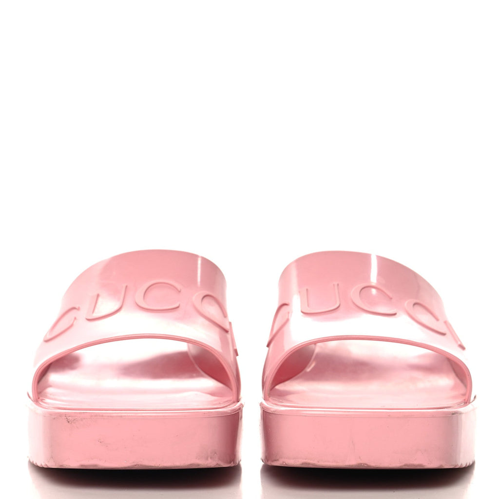 Rubber Gucci Logo Womens Platform 20/60mm Slide Sandals 38 Wild Rose