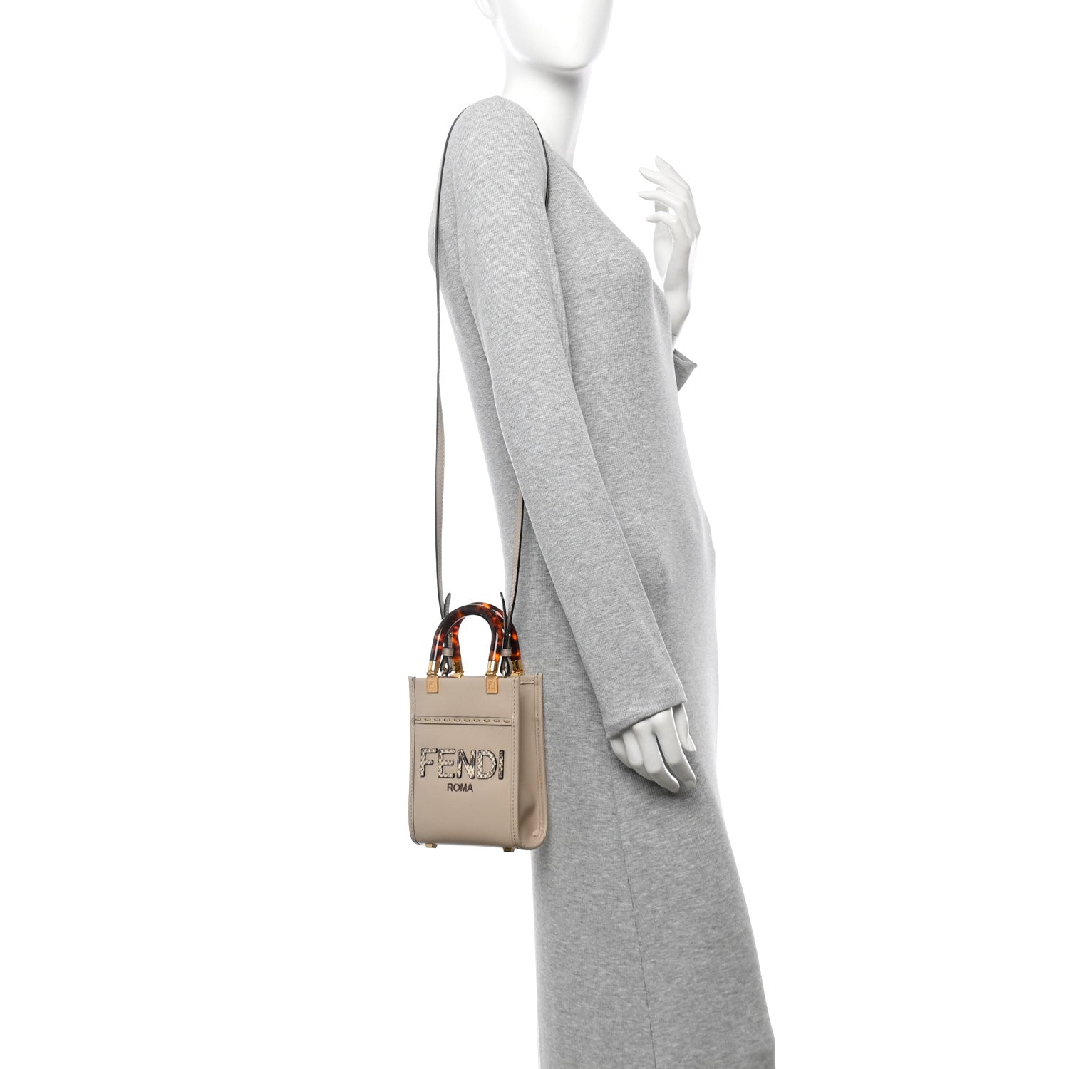 Vitello King Plexiglass Elaphe Snakeskin Print Logo Mini Fendi Sunshine Shopper Tote Nuvola Daisy Roccia