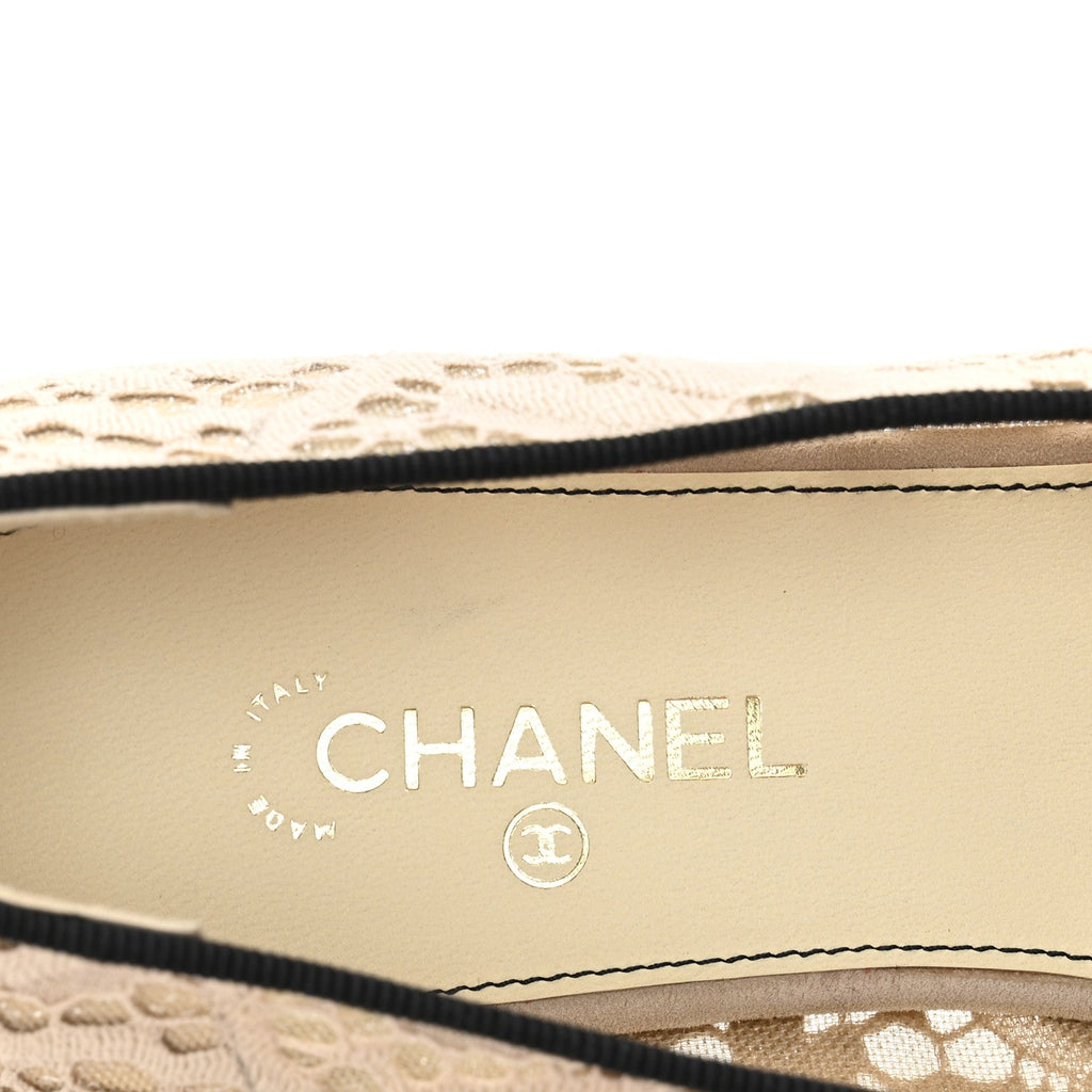 Lace Cap Toe CC Flats 36.5 Beige Black