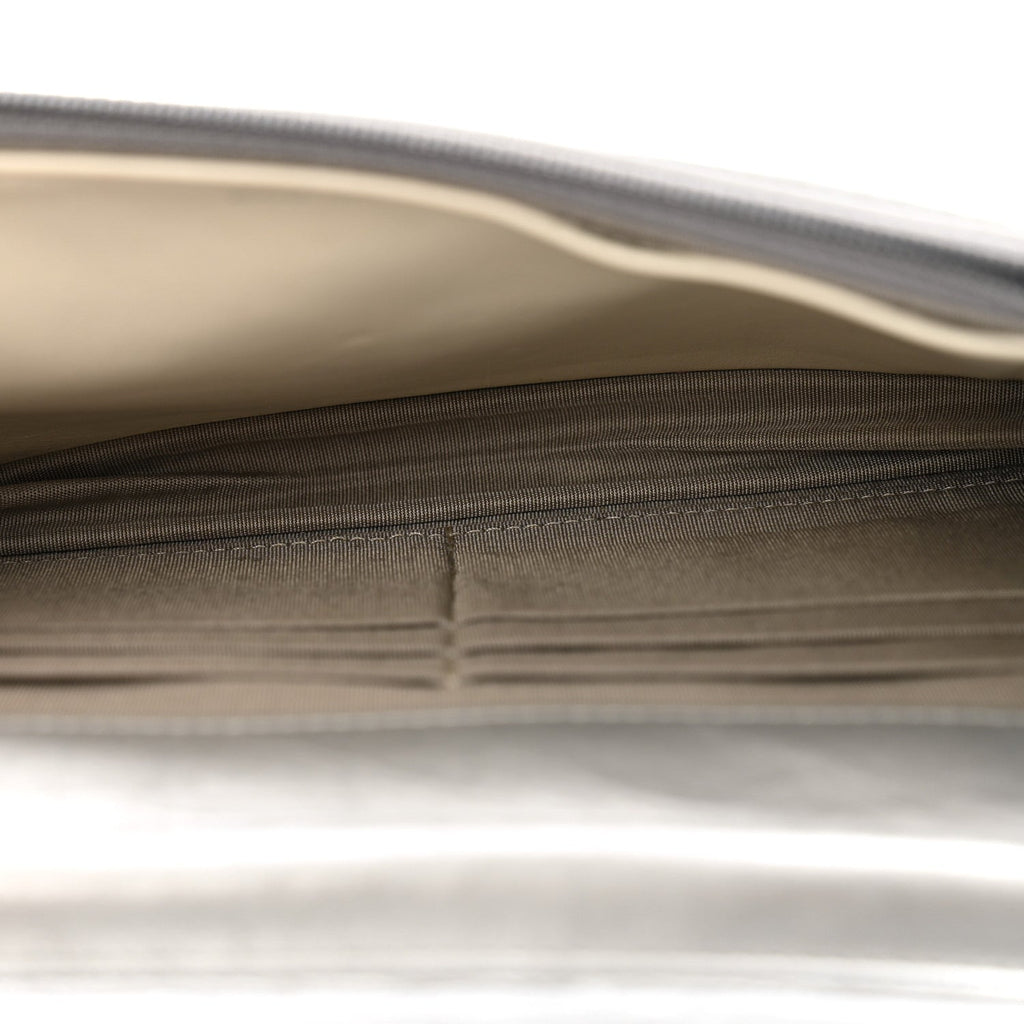 Metallic Aged Calfskin Quilted Wallet on Chain WOC Silver