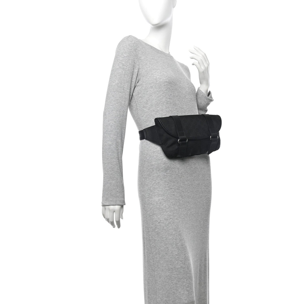 Nylon Monogram Waist Belt Bag  Black