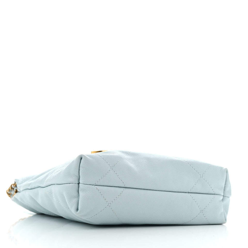 Shiny Caviar Quilted Mini Chanel 22 Light Blue