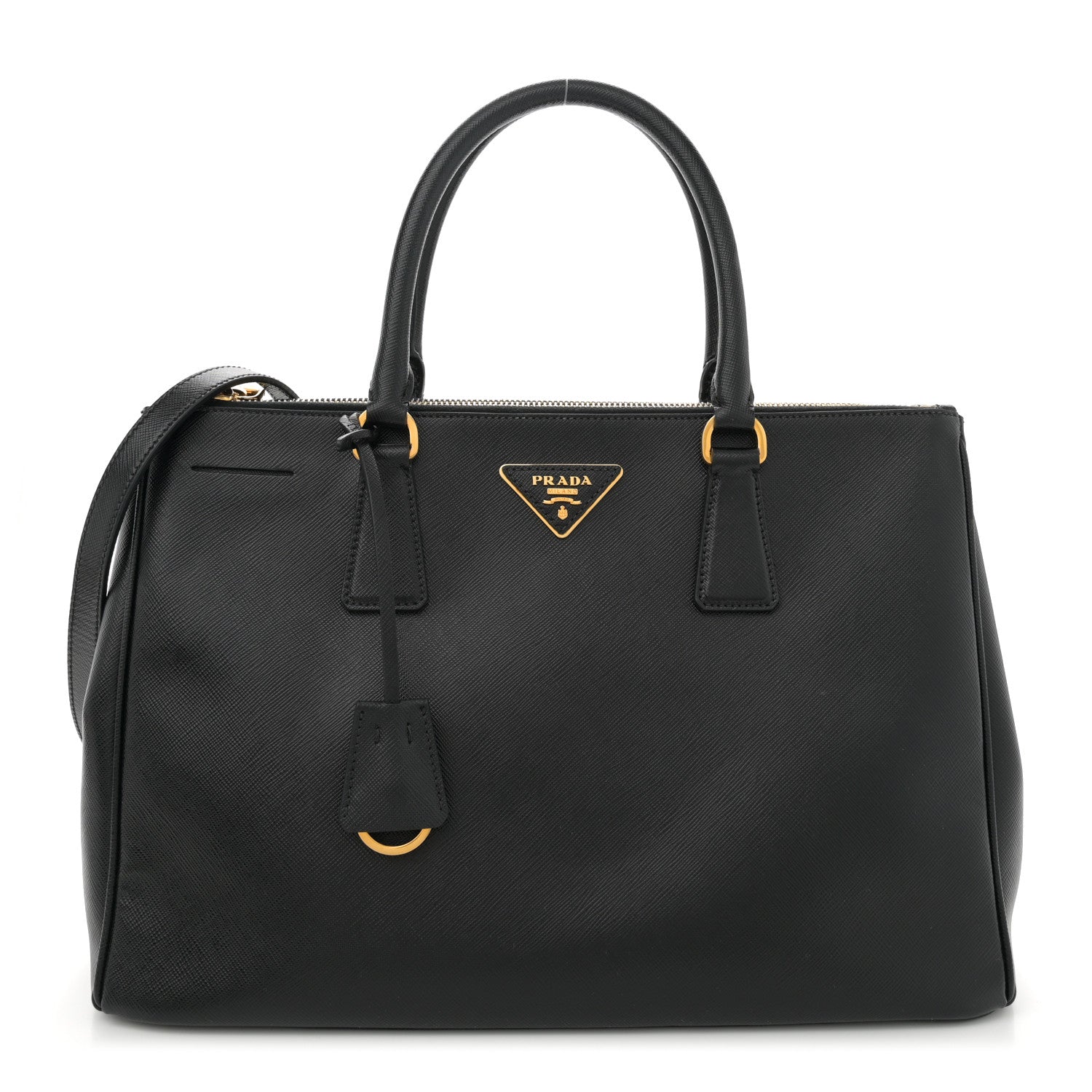 Saffiano Medium Galleria Double Zip Tote Black