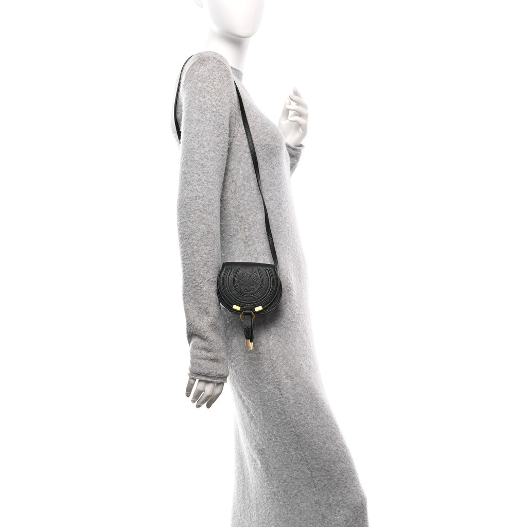 Calfskin Nano Marcie Saddle Bag Black