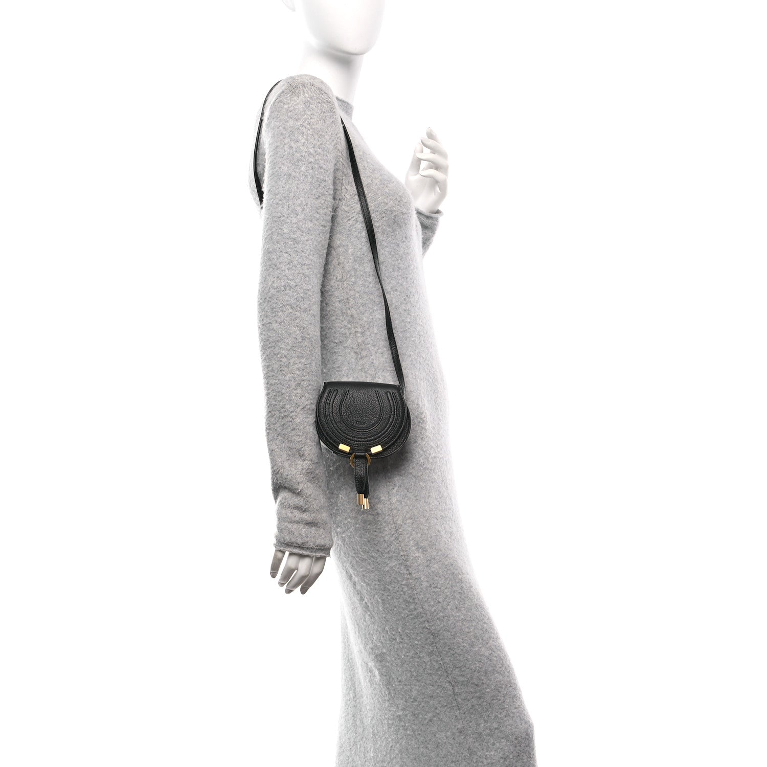 Calfskin Nano Marcie Saddle Bag Black