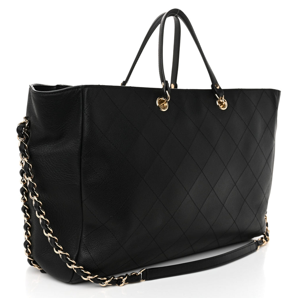 Bullskin Stitched Large Shopping Bag Black