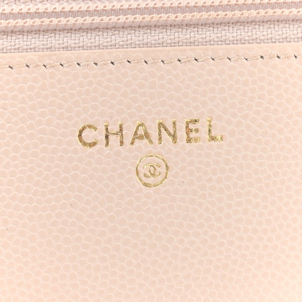 Caviar Quilted Golden Class Wallet On Chain WOC Light Beige
