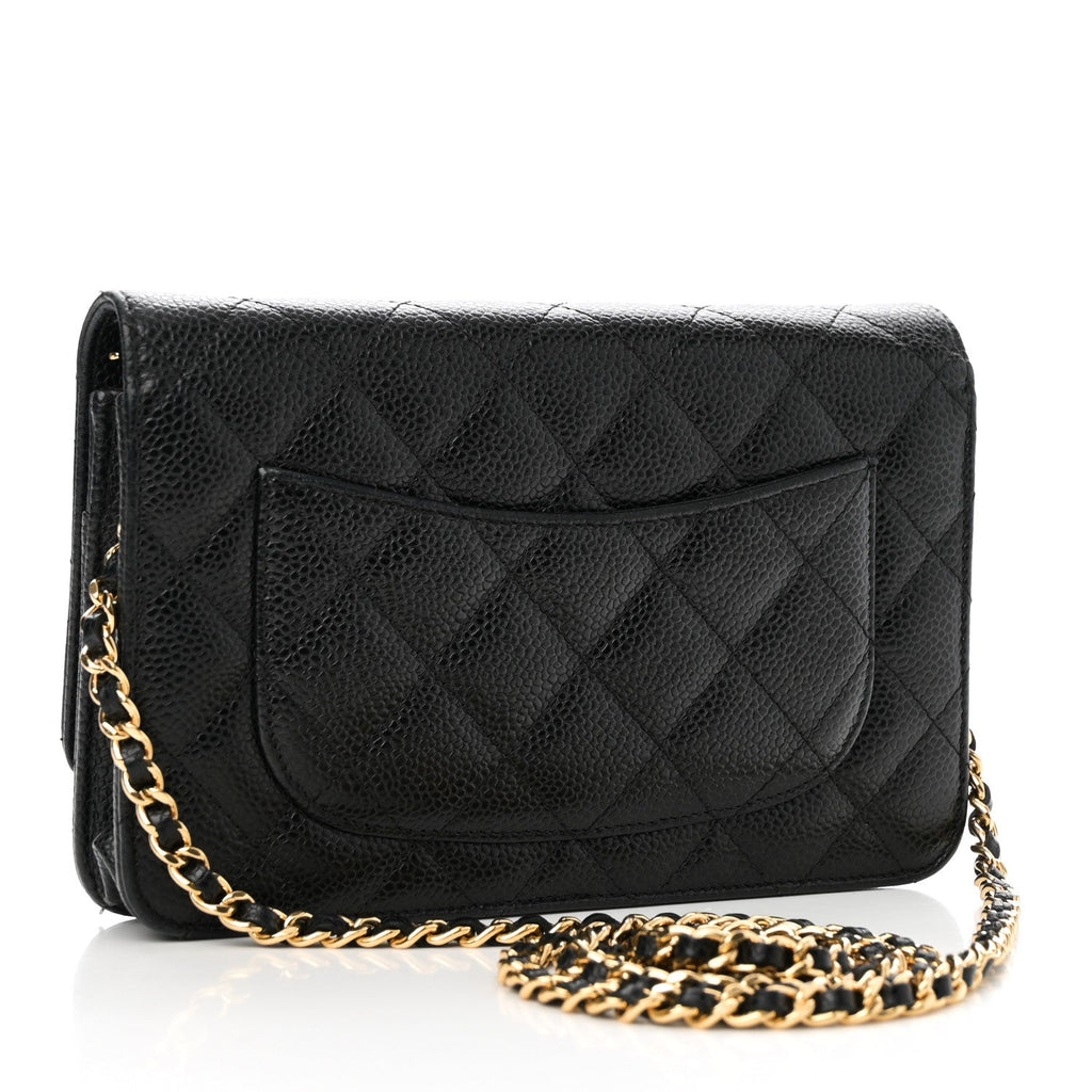 Caviar Quilted Wallet on Chain WOC Black
