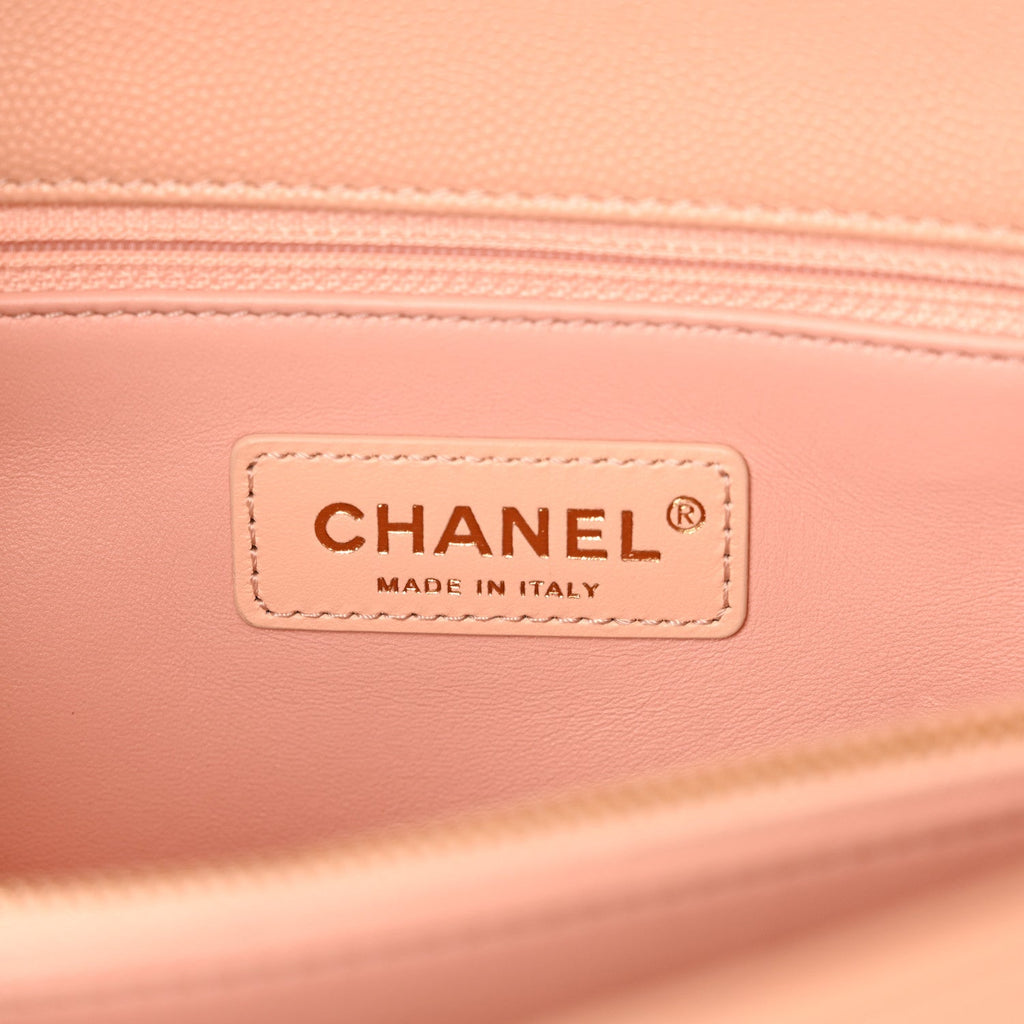 Caviar Quilted Small Coco Handle Flap Rose Clair