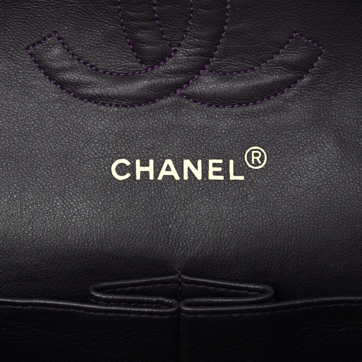Lambskin Chevron Quilted Small Double Flap Purple