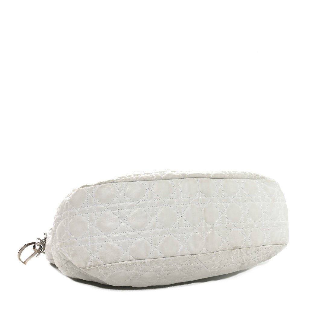 Lambskin Cannage Large Dior Soft Hobo White
