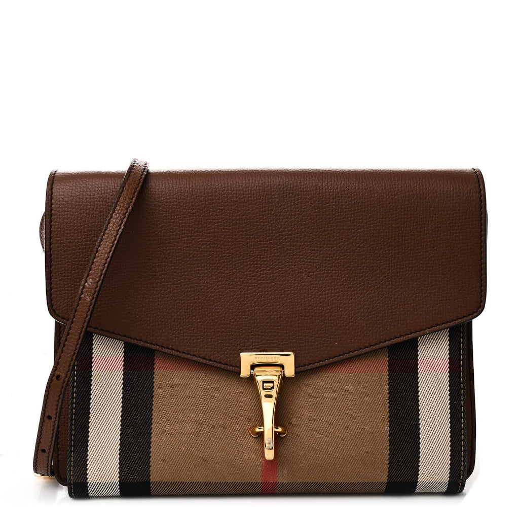 Derby Calfskin House Check Small Macken Crossbody Bag Tan