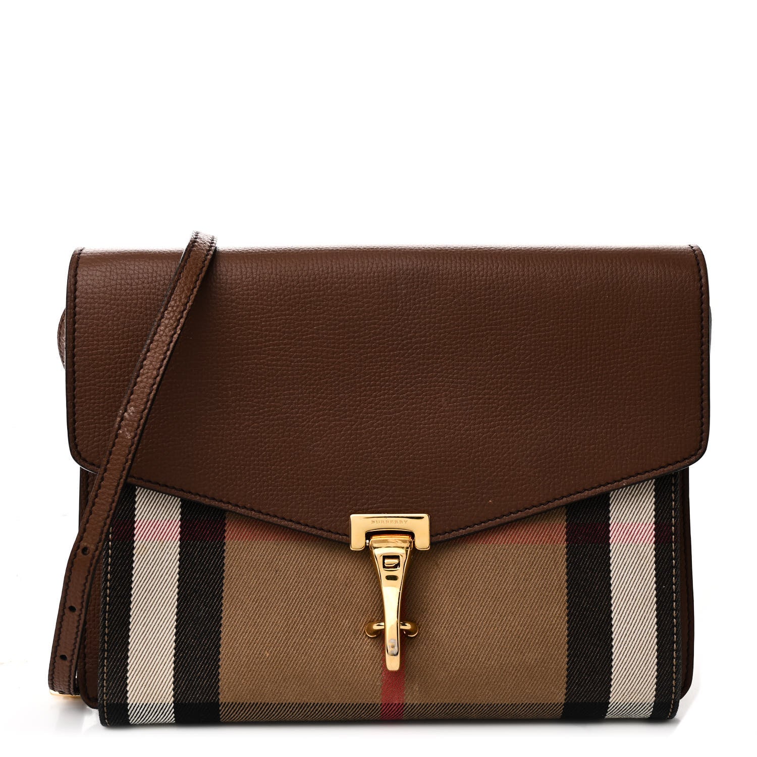 Derby Calfskin House Check Small Macken Crossbody Bag Tan