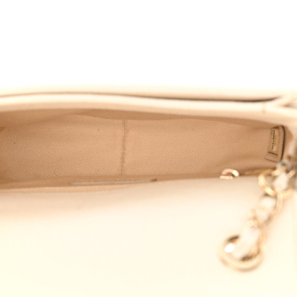 Grained Calfskin Quilted Small Cuba Top Handle Flap White