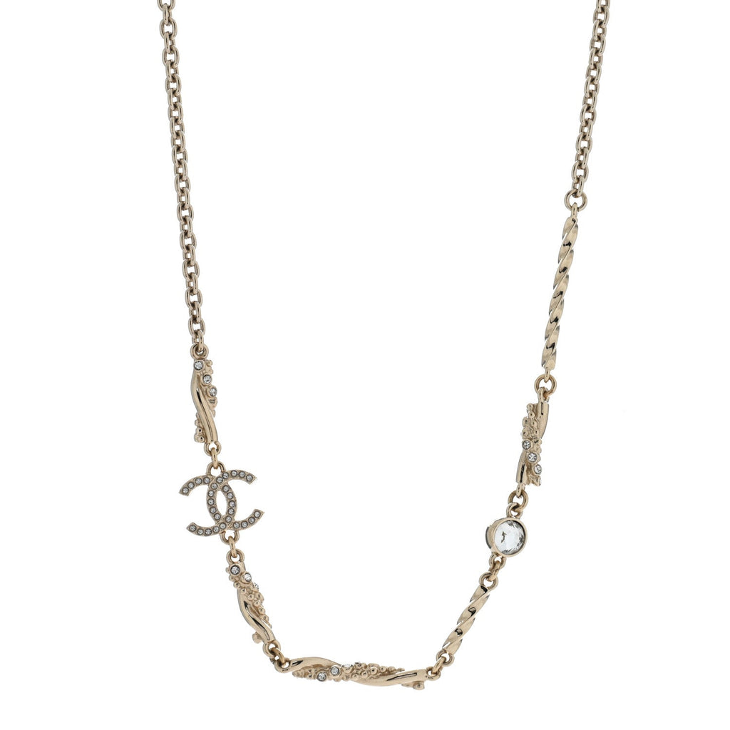 Crystal CC Twist Short Necklace Gold