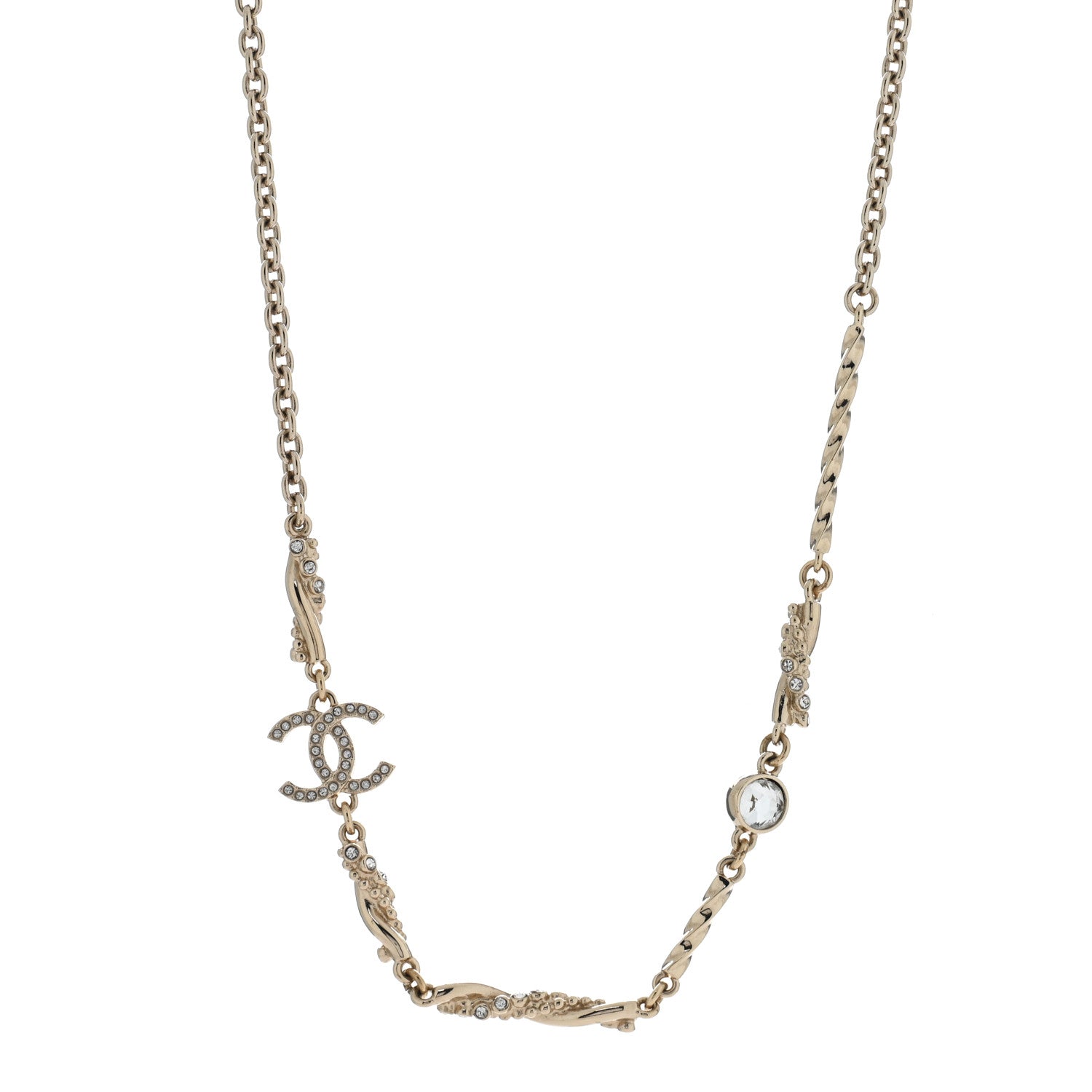 Crystal CC Twist Short Necklace Gold