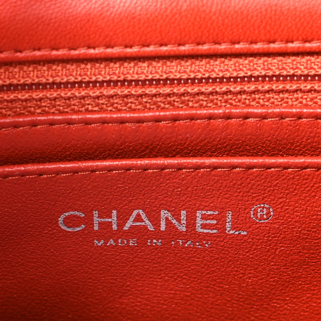 Lambskin Quilted Mini Square Flap Orange