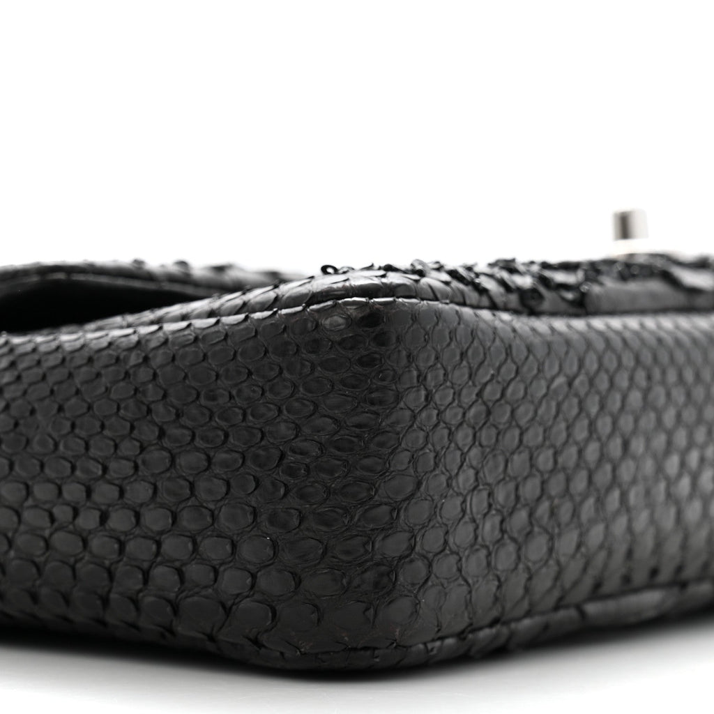 Metallic Snakeskin Sequin Flap Black