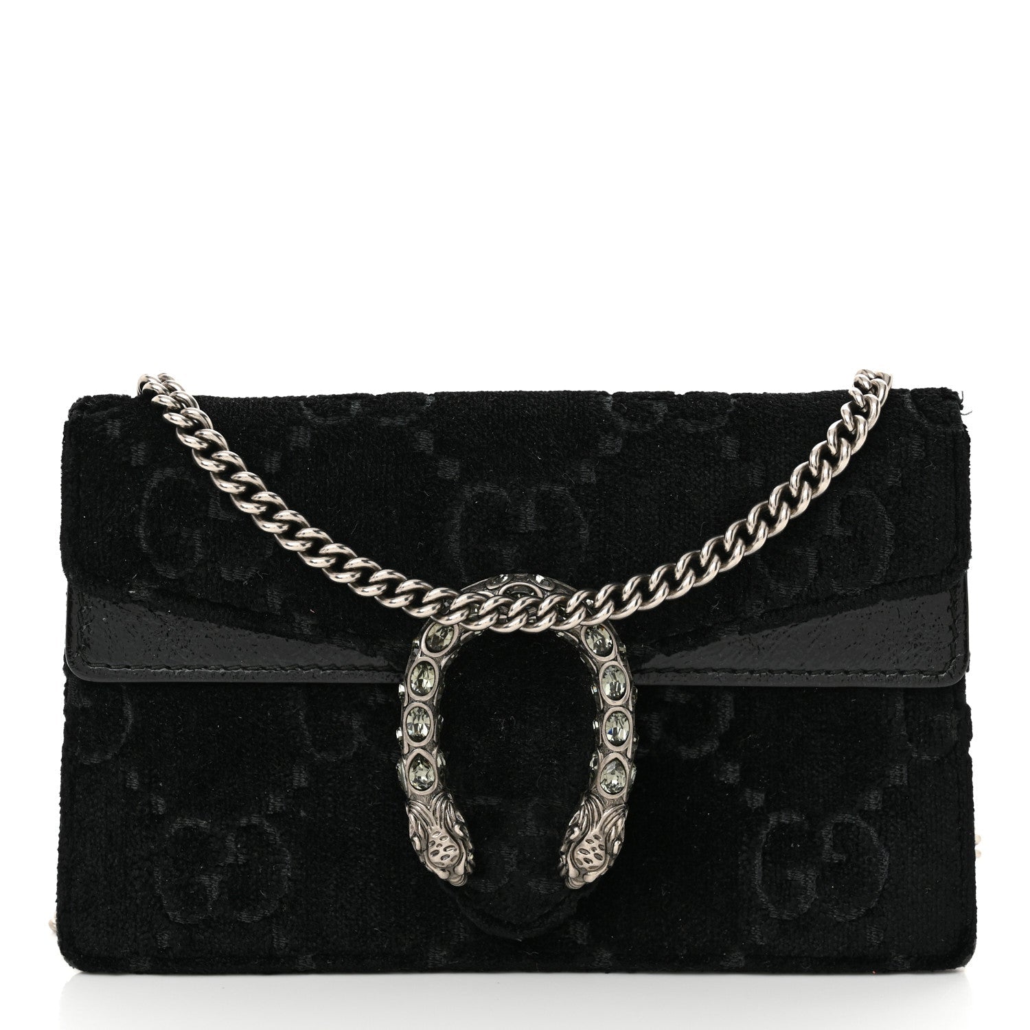 Velvet GG Monogram Super Mini Dionysus Shoulder Bag Black
