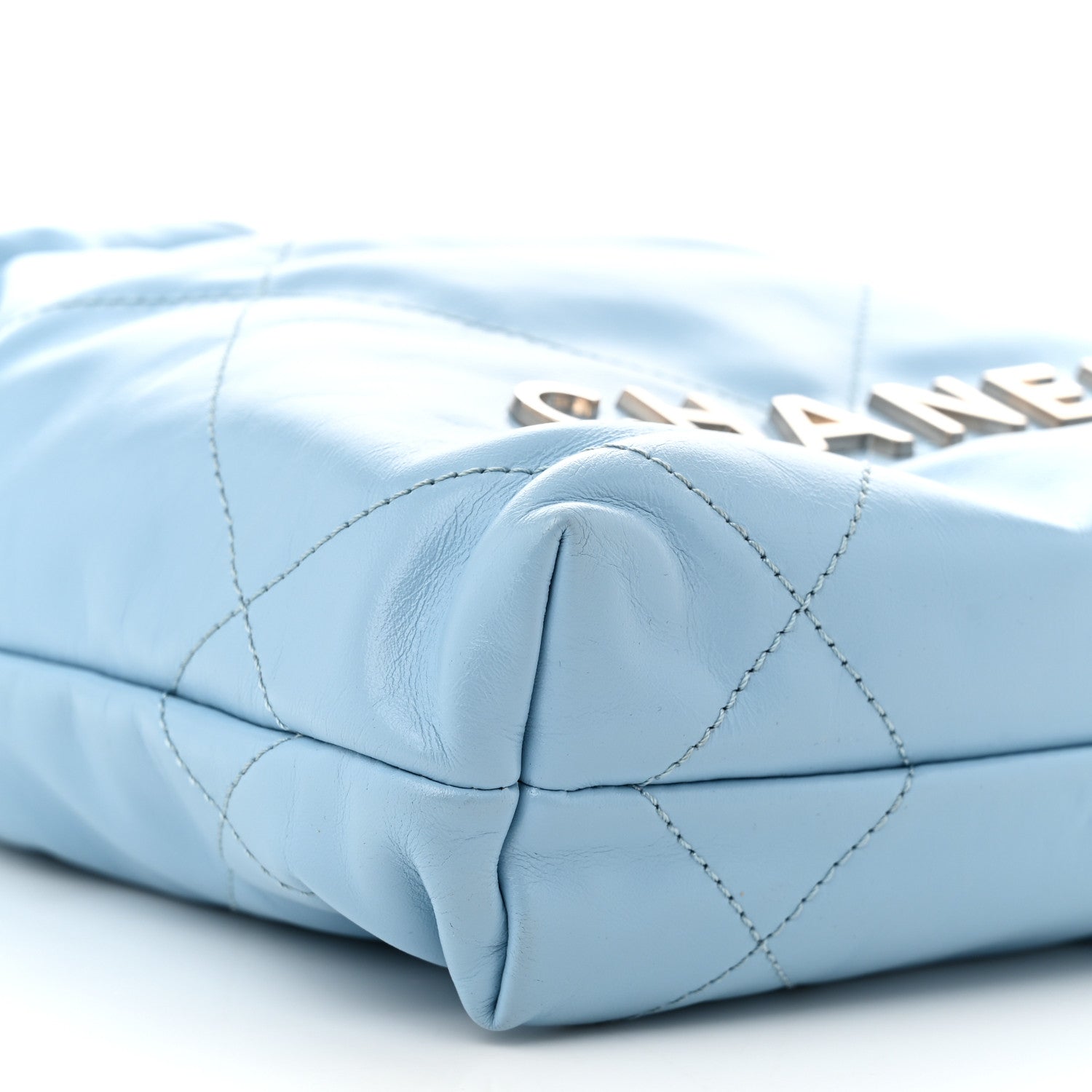 Shiny Calfskin Quilted Mini Chanel 22 Light Blue