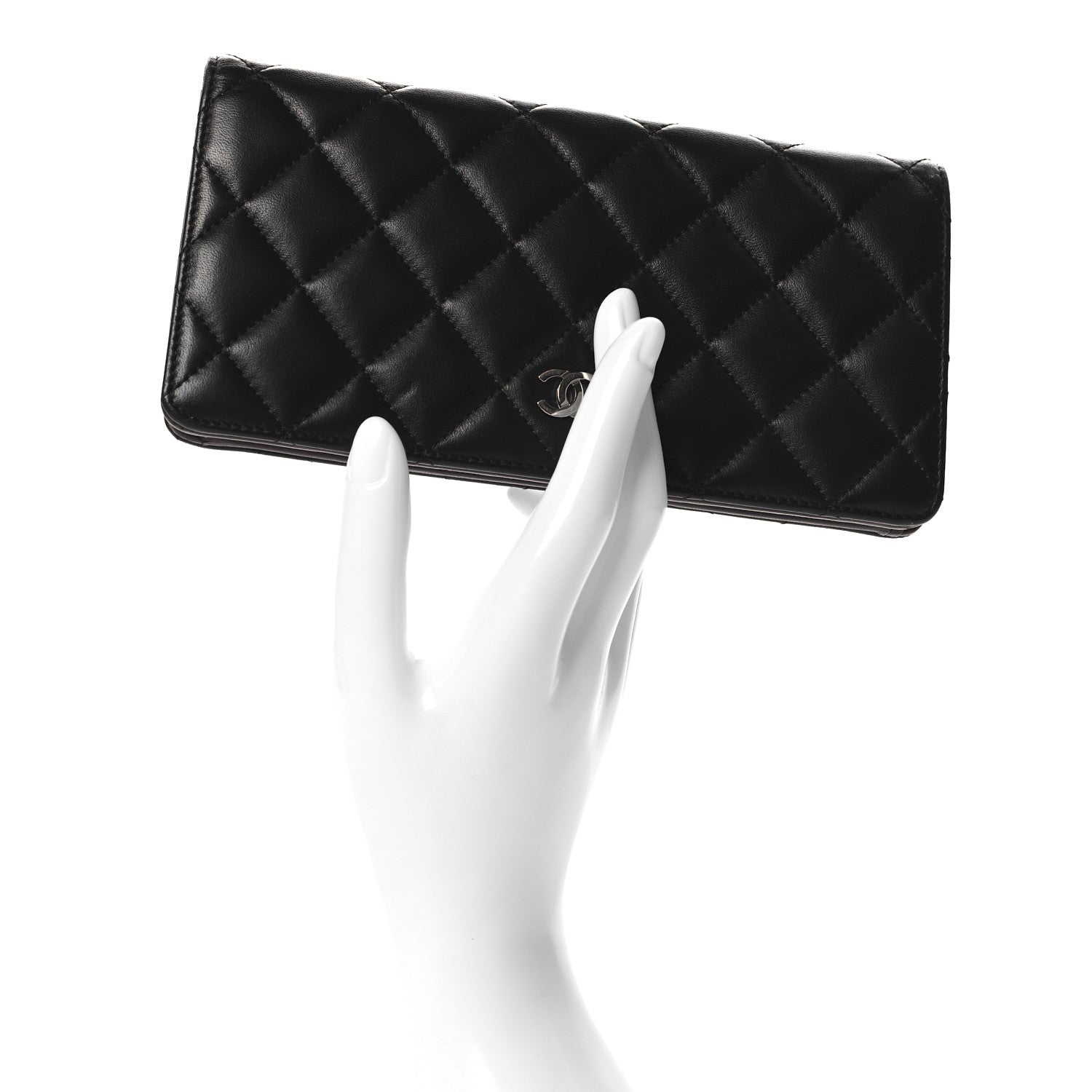 Lambskin Quilted Yen Wallet Black