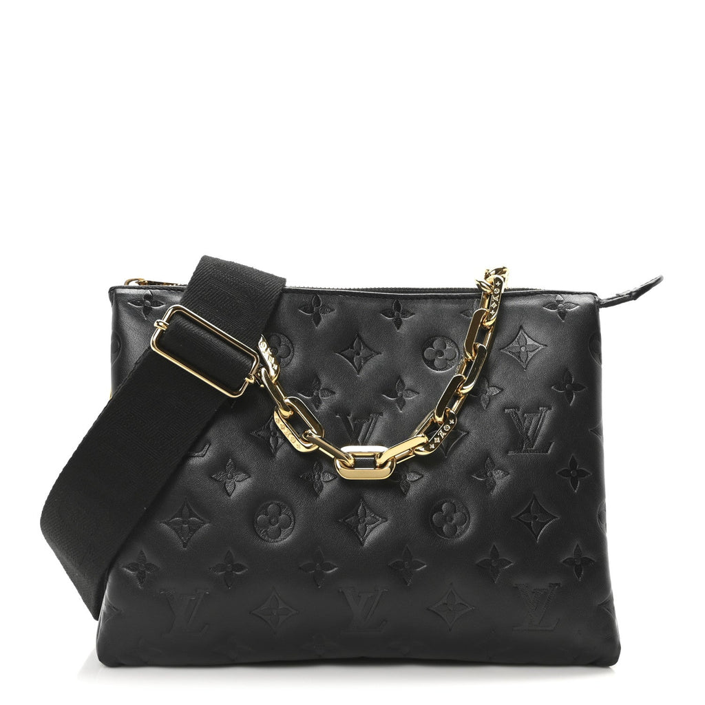 Lambskin Embossed Monogram Coussin PM Black