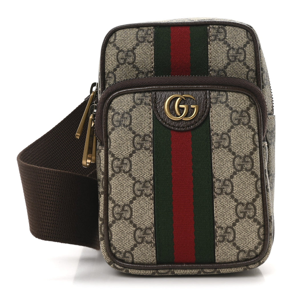 GG Supreme Monogram Web Mini Ophidia Messenger Brown