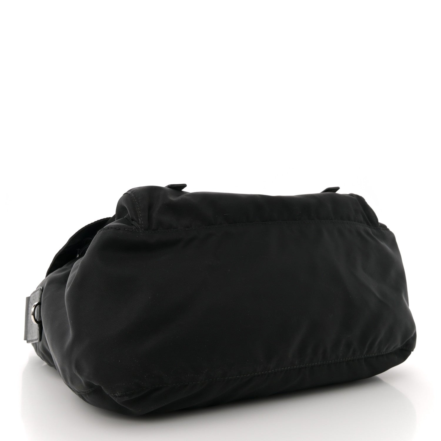 Tessuto Nylon Saffiano Double Buckle Messenger Shoulder Bag Black