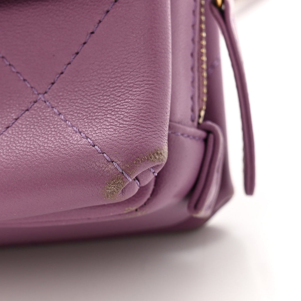 Lambskin Sleek And Chic Flap Purple