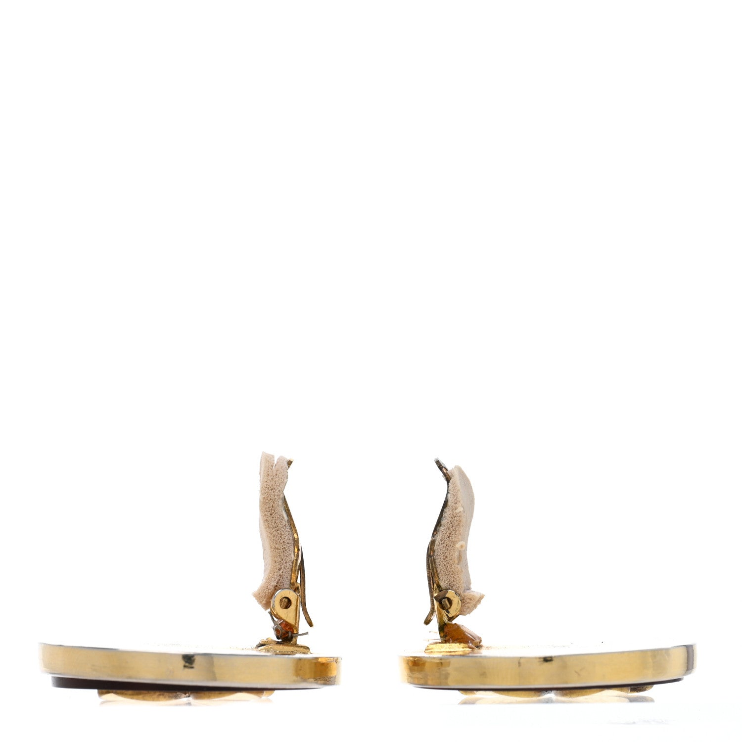 Resin CC Clover Clip On Earrings Brown Gold