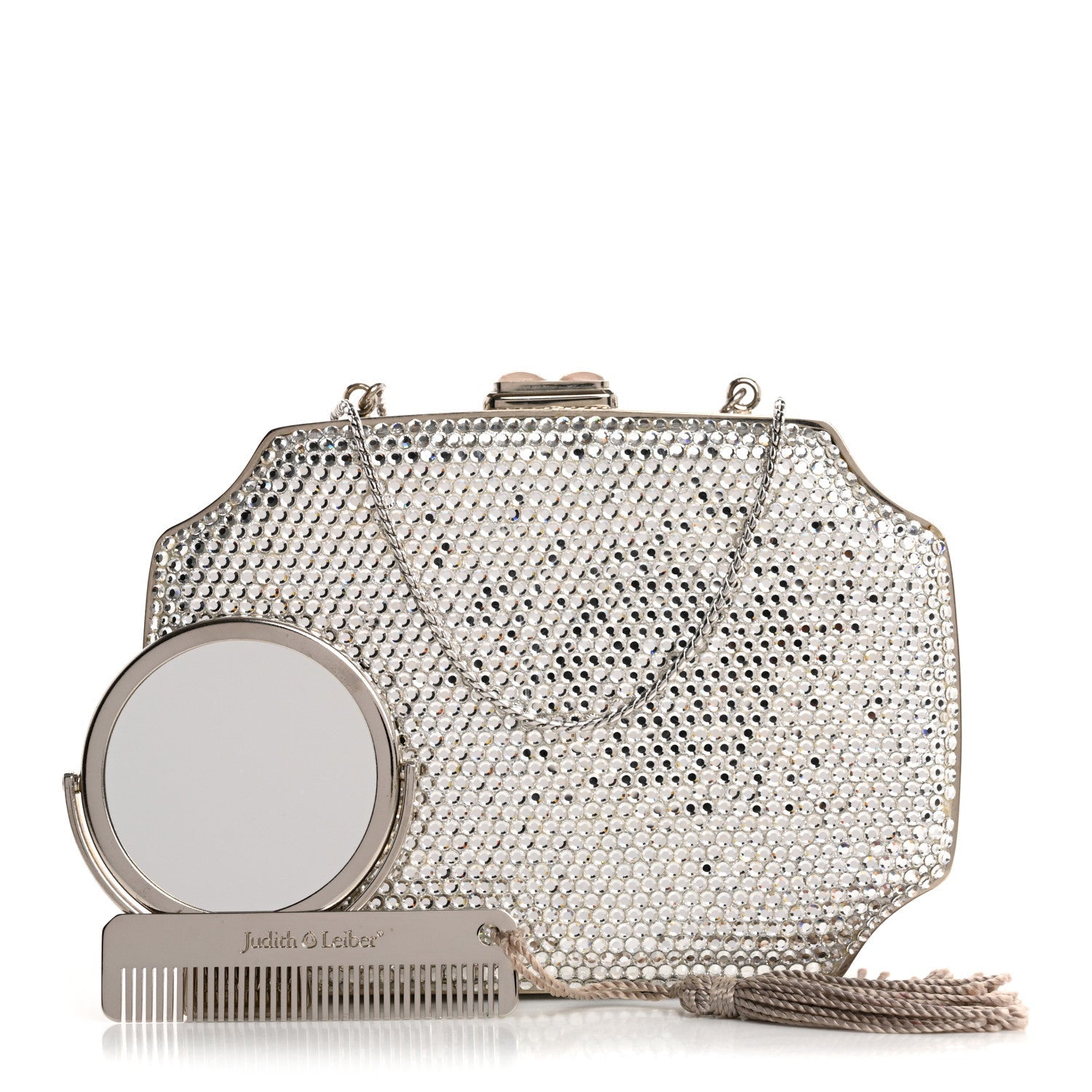 Swarovski Crystal Minaudiere Clutch Silver