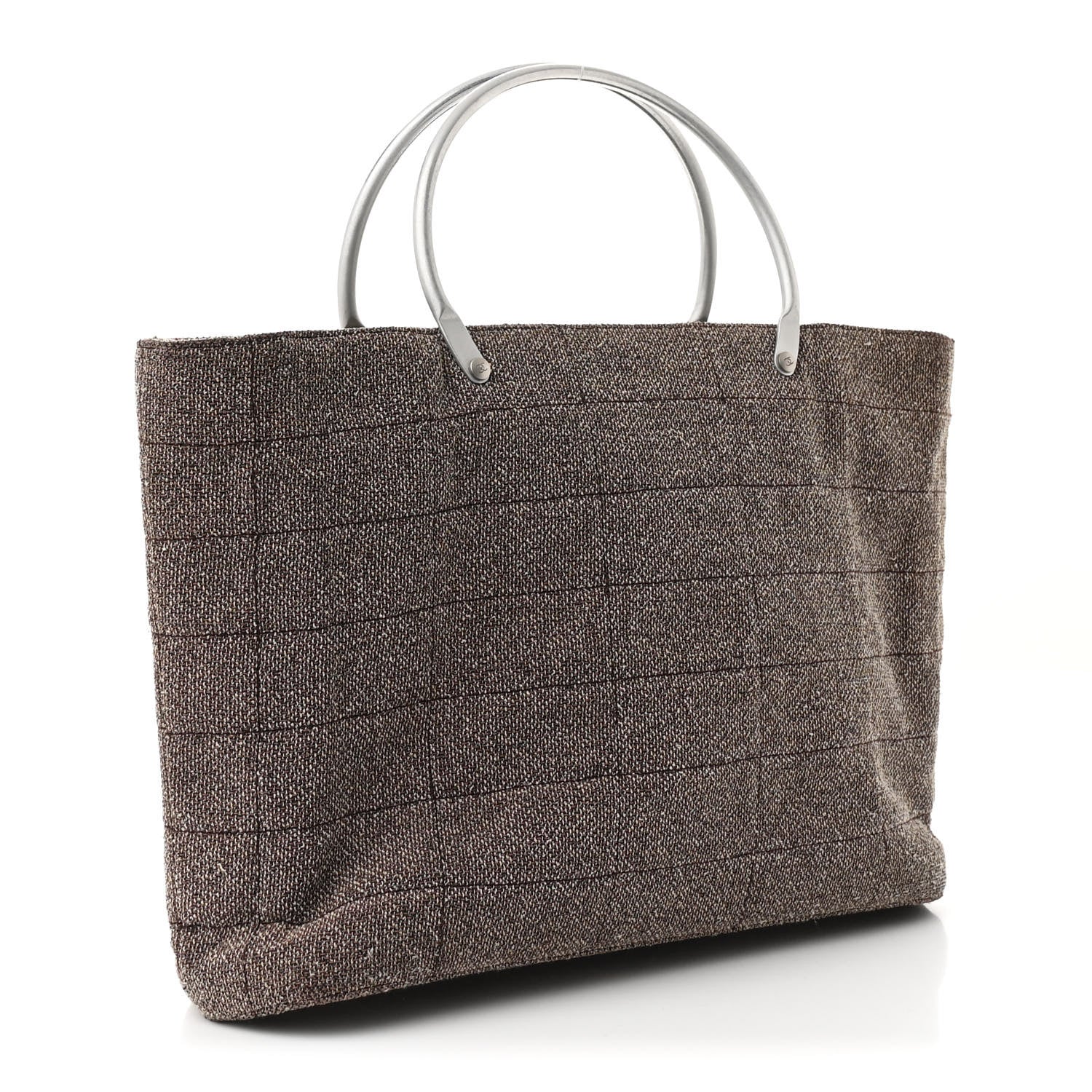 Tweed Quilted Chocolate Bar Tote Beige