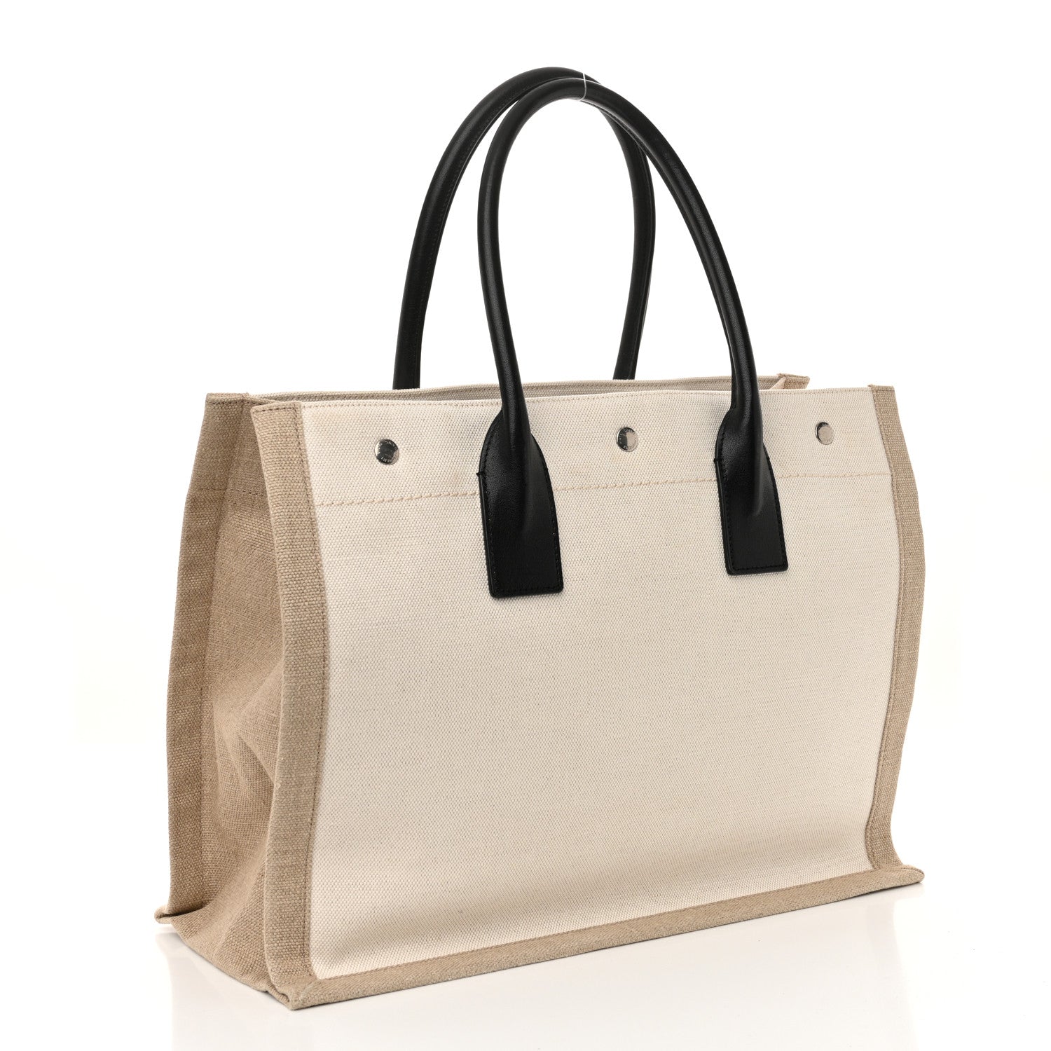 Linen Calfskin Small Rive Gauche Tote Optic White