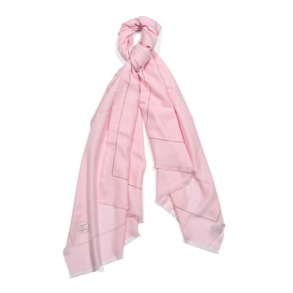 Wool Metal Chain Stole Light Pink