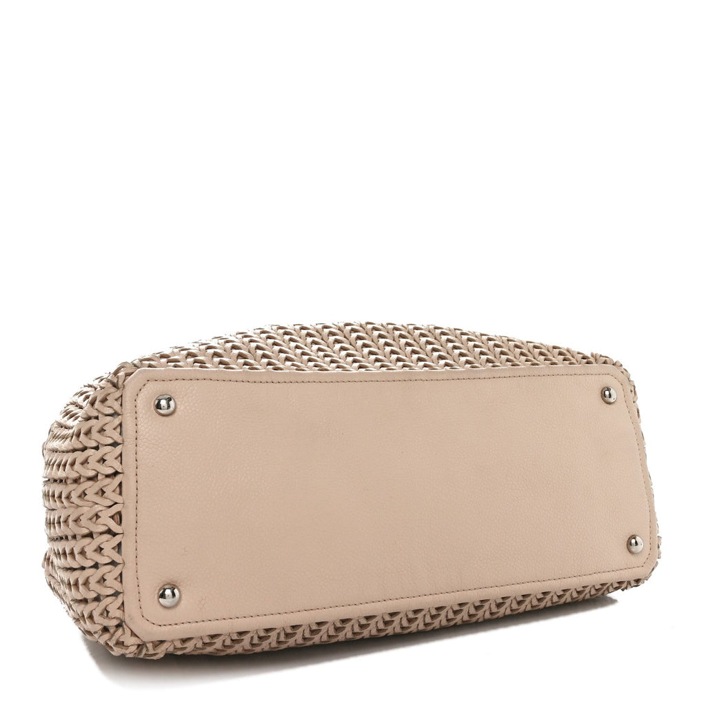 Caviar Braided Small CC Tote Beige