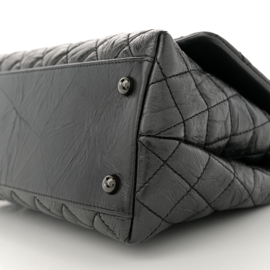 Aged Calfskin Quilted Small Coco Handle Flap So Black
