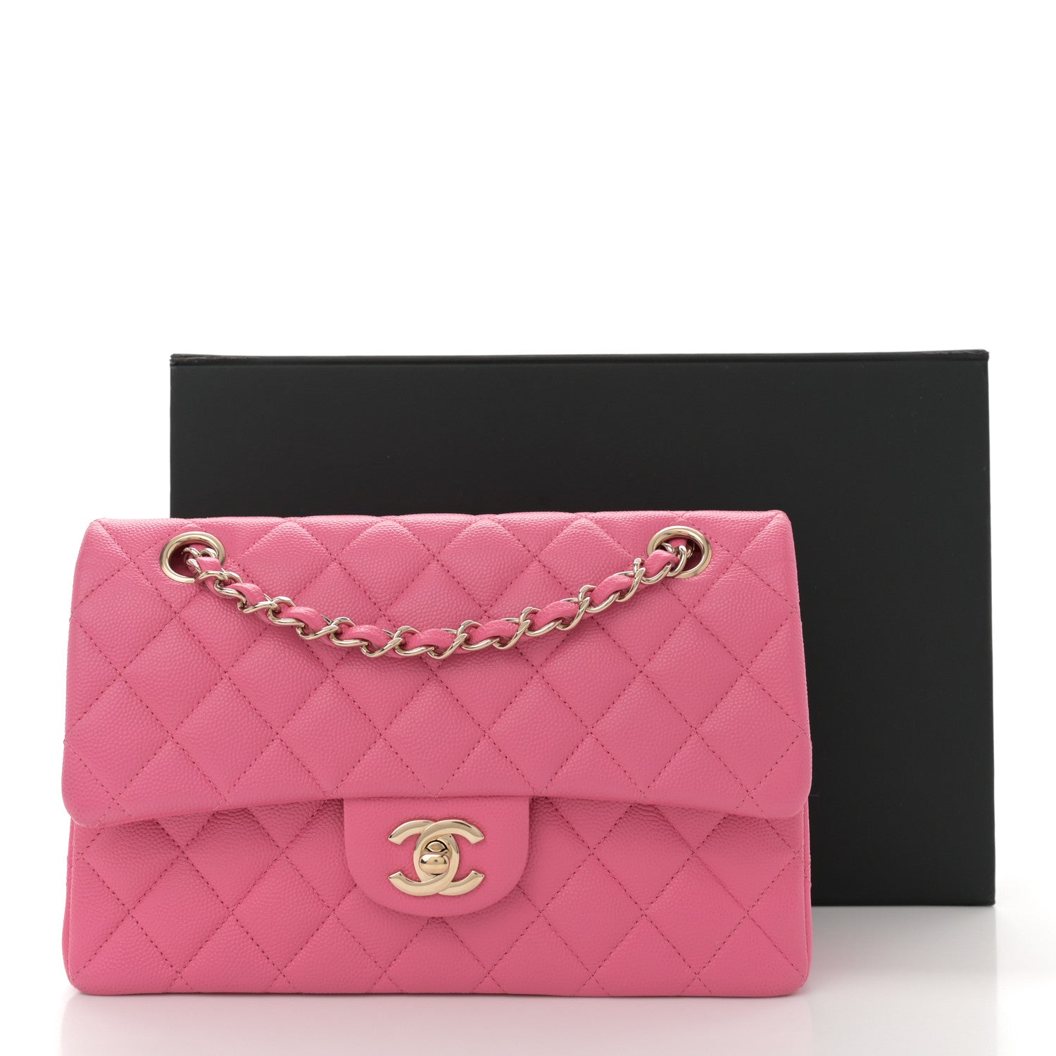 Caviar Quilted Small Double Flap Pink