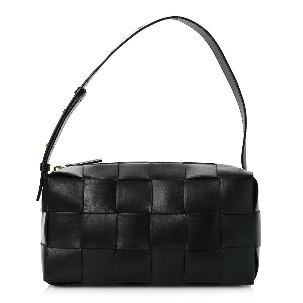 Lambskin Maxi Intrecciato Brick Cassette Bag Black