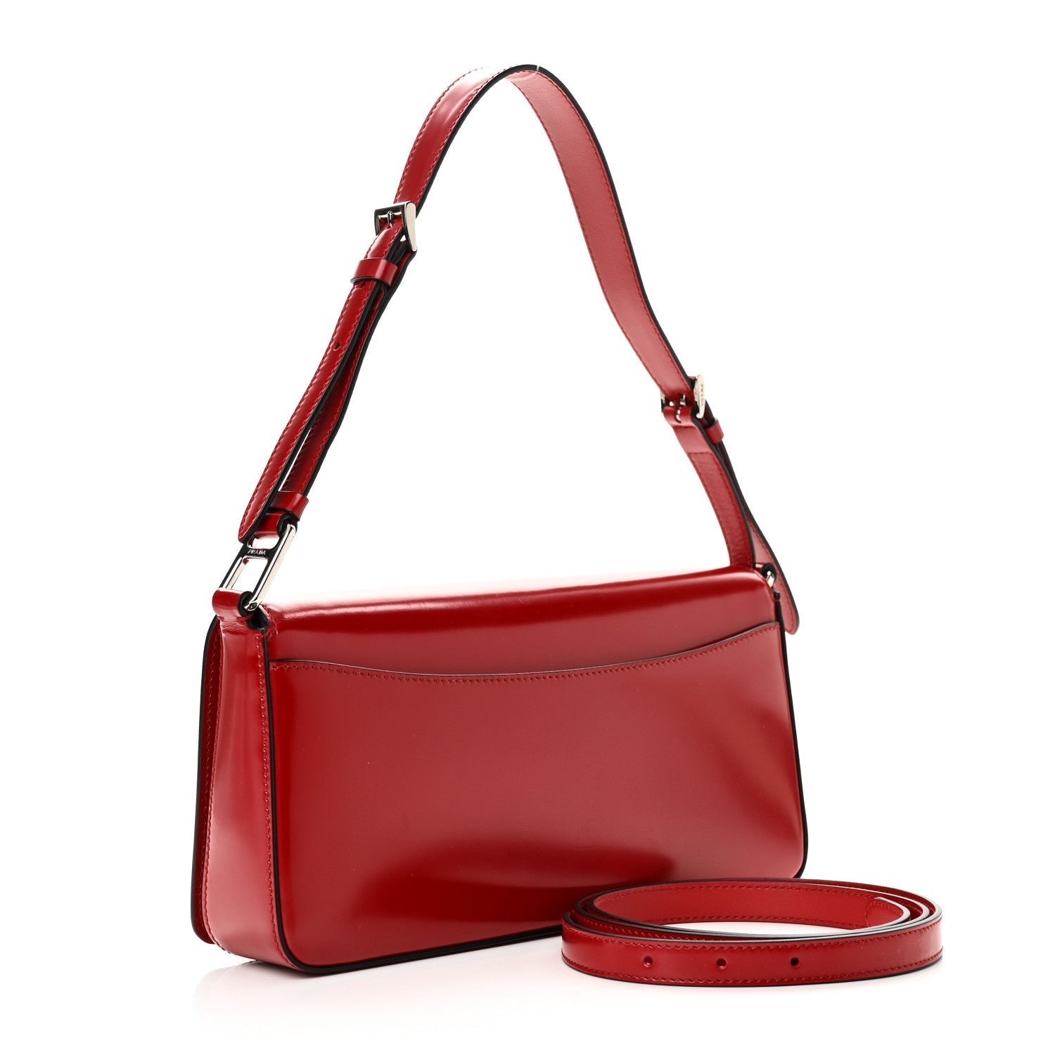 Spazzolato Femme Flap Shoulder Bag Scarlatto Black